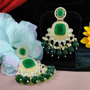 High Quality Uncut Kundan <b>Earrings</b> For Women With Studded <b>Pearls</b> Radiant Luster Ideal For Weddings, Special Occasions Regal Look - Product Image 2