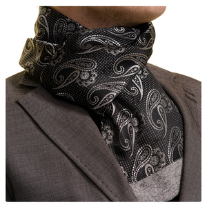Black Gray Paisley <b>Man</b> Made <b>Silk</b> <b>Scarf</b> Ready Stock Double Layer Two Faced Winter Warm <b>Scarf</b> Jacquard Satin - Product Image 4