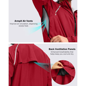 แจ็กเก็ตกันลมน้ำหนักเบาพร้อมฮู้ดเหมาะสำหรับใส่วิ่งออกกำลังกายกลางแจ้งและปรับแต่งโลโก้ได้ - Product Image 4