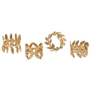 แหวนผ้าเช็ดปากรูปใบไม้สีทองสำหรับตกแต่งงานแต่งงานอุปกรณ์ตกแต่งบนโต๊ะอาหารแหวนผ้าเช็ดปากสีทองราชวงศ์ - Product Image 1