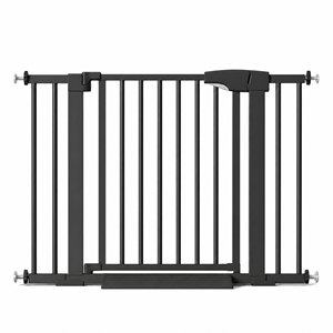 Barrière de sécurité pour bébé sans perçage, fixation par pression, pour escaliers et portes, cadre métallique, conforme à la norme ASTM F1001-19, pour bébés et petits animaux - Product Image 1