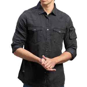 Camisas de Mezclilla de Alta Calidad Personalizadas, Nueva Llegada, Manga Larga, Vintage, Transpirables, para Hombre - Product Image 1