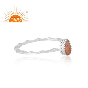 แหวนพลอยหินดวงอาทิตย์ธรรมชาติทำจากเงินสเตอลิง925ออกแบบได้ตามต้องการผู้จำหน่ายเครื่องประดับสำหรับผู้หญิงเป็นของขวัญ - Product Image 4