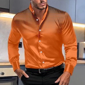 Vestido de noche de moda para hombre de primavera y otoño de alta calidad, camisa de manga larga con estampado de lunares redondos y cuello levantado - Product Image 2