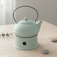 Théière en grès céramique style nordique 3459346, résistante à la chaleur, avec revêtement émaillé et poignée en fer + chauffe-thé – Meilleures ventes