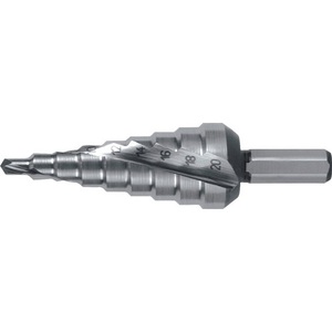 Broca escalonada espiral HSS RUKO, rango de perforación de 4-20 mm, 2 filos de corte, 9 pasos, herramienta de taller - Product Image 1