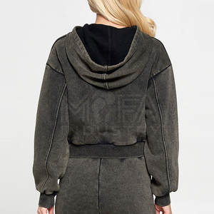 Sudaderas con capucha transpirables para mujer, ropa de calle informal, diseño corto con capucha para logotipo frontal de invierno, venta al por mayor - Product Image 3