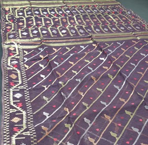 Exclusivo Deshi Dhakai Jamdani Sharee Calidad de exportación para mujeres JAMDANI FABRIC Blue RED Golden Sky Blue de Bangladesh. - Product Image 1