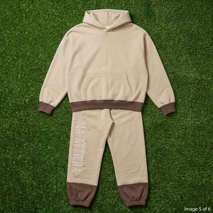 Ensemble survêtement streetwear personnalisé pour femme, beige et marron, coupe oversize, en molleton de coton, vente en gros OEM - Product Image 6