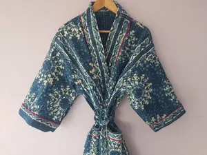 Haute qualité femmes 100% coton Kantha couette Kimono parole longueur tenue décontractée respirant volants lavable taille naturelle - Product Image 2