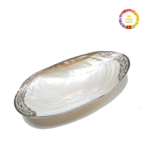 Assiette en nacre de luxe faite à la main, plat de caviar en coquille d'huître naturelle pour une cuisine raffinée et une décoration - Product Image 1