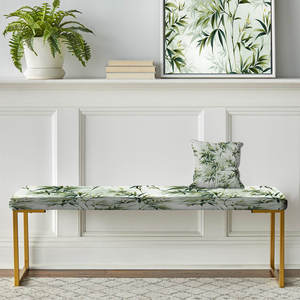 Bambou Zen Motif Tropical Or Banc Élégant Meuble de Salon Rembourré - Product Image 2