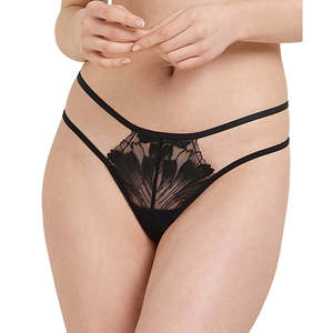 Bluebella Lingerie Donna Fleur Perizoma XX-Large Vita Alta/Bassa Sexy G-String Antibatterico Nero Blu - Product Image 1