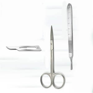 IRIS Micro Scissors Straight 4.5 Inch Manual <b>Scalpel</b> Handle #3 10 Surgical <b>Blades</b> #15 Stainless Steel Medic Instruments - Product Image 2