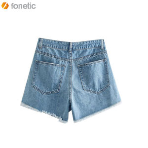 Shorts en jean droits respirants taille mi-haute pour femme – Décontractés, ajustés et sexy pour l'été - Product Image 4