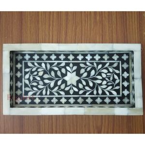 Bandeja de servicio de cocina con incrustaciones de hueso hermosa bandeja de plato Floral hecha a mano decoración del hogar regalo para uso en restaurantes - Product Image 6