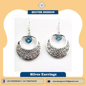 Pendientes de Plata de Ley con Topacio Azul Cielo Hechos a Mano, Joyería de Piedra Natal de Diciembre, Elegante Regalo para Mujer, Diseño Bohemio - Product Image 6