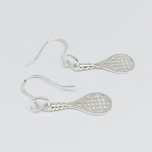 New Arrival 925 Sterling Silver Tennis Racket <b>Earrings</b> <b>Handmade</b> Sport <b>Earrings</b> Tennis Charm Dangle Drop Wire <b>Earrings</b> for Women - Product Image 4