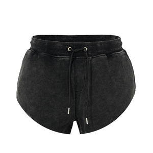 Black Color Acid <b>Wash</b> Short for Men Cotton 260 280 300 GSM Drawstring Vintage Acid <b>Wash</b> Short With Custom Design - Product Image 6