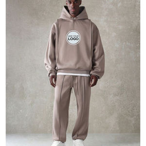 Combinaison de survêtement lavée à l'acide Ensemble de survêtement à capuche avec fermeture éclair Écusson de lavage à l'acide Ensemble de pantalons de survêtement et sweat à capuche évasés Survêtement à coutures thermiques - Product Image 2