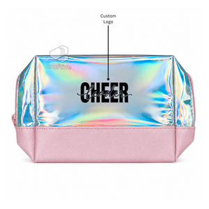 Custom Holographic PU Cheerleader <b>Make</b>-<b>Up</b> Bag Portable Personalized Cosmetic Pouch Travel & Toiletry Organizer For Cheer Girls - Product Image 1