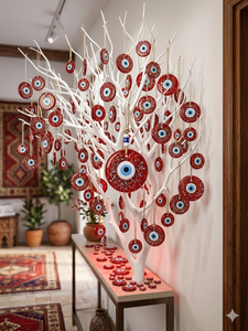 SNB1001 Trendy <b>Red</b> <b>Glitter</b> Glass Evil Eye Bead Home Decoration - Protection and Style - 13 cm - Product Image 4