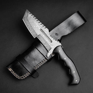 Cuchillo Tanto Kimura Hecho a Mano, Acero de Damasco, Hoja Fija, Mango de Micarta, Funda de Cuero, Grado Industrial OEM para Exteriores - Product Image 4