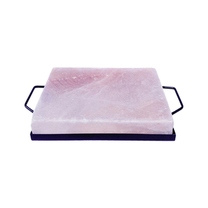 Dalles de cuisson au sel de l'Himalaya Plaques de carreaux de sel de roche en cristal naturel avec plateau en métal sculpté/acier inoxydable pour barbecue barbecue - Product Image 2