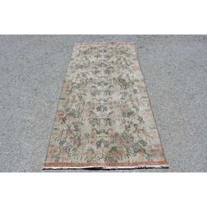 Tapis turc vintage beige vert 3,1x6,3 pieds - Product Image 1