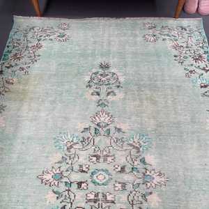 Alfombra Turca Vintage, Alfombra Grande de 4.8x8.4 pies (145x256 cm), Alfombra de Lana con Puntos Azules - Product Image 3