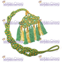 Couronne dorée en gros GC-01652, cordon de ruban de brocart avec cordon bleu et or, couleur personnalisée et glands pour vêtements et rideaux