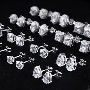 Modernos Pendientes de Plata de Ley 925 con Circonita Cúbica Geométrica Redonda y Cuadrada, Elegantes y de Lujo - Product Image 5