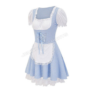Mujeres alemán Oktoberfest disfraces 100% algodón tela a cuadros bávaro Dirndl vestidos Mini Drindl vestido con blusas - Product Image 2
