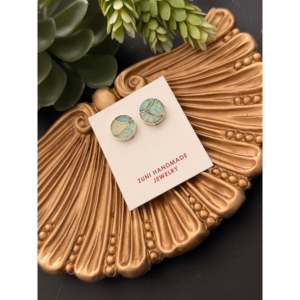 Boucles d'oreilles clous Zuni faites à la main en opale et argent sterling, serties de diamants et de perles géométriques, tendance, pour mariage, fête ou cadeau - Product Image 4