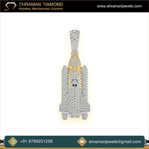 Collier tendance hip-hop en or massif 10K avec moissanite, design fusée spatiale personnalisé, plaqué rhodium, pendentif breloque de joaillerie fine - Product Image 3