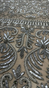 New 2023 Gray Color Sequins with Crystal Design Wedding Lace <b>Fabric</b> Dress Bridal Wedding Embroidery Wedding Dress Bridal <b>Fabric</b> - Product Image 5