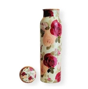 Best Selling Product Enamel Peacock Printed 1000ml <b>Metal</b> Copper <b>Water</b> <b>Bottle</b> Whole Manufacturer 100 % Pure Copper - Product Image 6