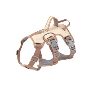 Adjustable Nylon Dog Harness with Buckle Closure Simple Style for Dogs Beige Color Breathable Design - Product Image 1