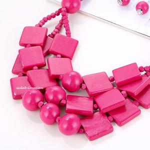 Nouveauté Boho 3 couches Rose rouge collier en bois personnalisé africain tour de cou pour les femmes chrétien symbole religieux collier - Product Image 3