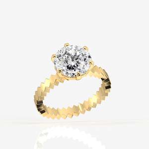 9K Gold Moissanite Diamond Engagement <b>Ring</b> Portuguese Cut Elegant and Luxurious - Product Image 2