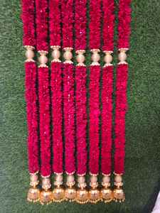 มาลัยดอกมะลิ4ฟุตสีน้ำตาลแดงเป็นมิตรกับสิ่งแวดล้อมพร้อมพวงมาลัยพู่ห้อยแบบ Ghungroo สำหรับตกแต่งสวนหลังบ้านและบันได - Product Image 4