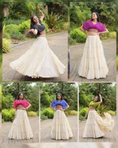 Nouvel arrivage de vêtements attrayants à la mode en coton Kora Lehenga Choli avec couture à volants standard Exportateur mondial - Product Image 3