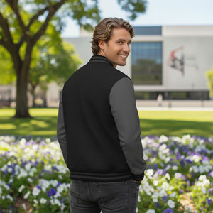 Veste universitaire 100% laine OEM/ODM pour homme, longue, lourde, respirante, bicolore, chaude, logo imprimé DTF personnalisé, basketball, hiver - Product Image 3