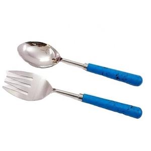 Ensemble de couverts en acier inoxydable de style occidental avec manche en résine blanche faite à la main pour les fêtes - Product Image 2