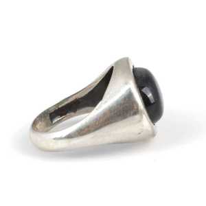 925 Sterling <b>Silver</b> Men's <b>Statement</b> <b>Ring</b> with Oval Onyx Stone Natural Cut Geometric Gem Polished Finish for Everyday Wear - Product Image 4