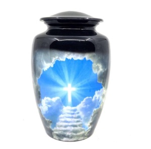 Urnas de cremación de mármol negro para adultos, urnas funerarias de aluminio con banda de grabado, artesanía - Product Image 4