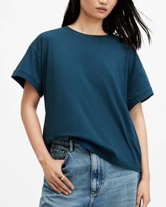 Camiseta con estampado de logotipo personalizado de algodón orgánico 100% de alta calidad, Camiseta con cuello redondo para mujer - Product Image 4