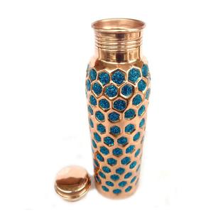 100% Pure & Handmade Hammered Copper <b>Water</b> <b>Bottles</b> with Hand Painted Color Leakproof Pure Copper <b>Water</b> <b>Bottle</b> - Product Image 5