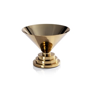 Tazón de servicio de metal de alta venta con base de metal Diseño único Forma redonda Tazón para servir frutas secas para uso en el hogar Hotel Restaurante - Product Image 1