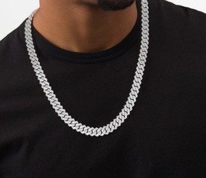 Exquisite 12mm <b>VVS</b> Clarity Lab Grown <b>Diamond</b> with 10K Gold Cuban Link <b>Chain</b> Hip Hop Jewelry From India - Product Image 2